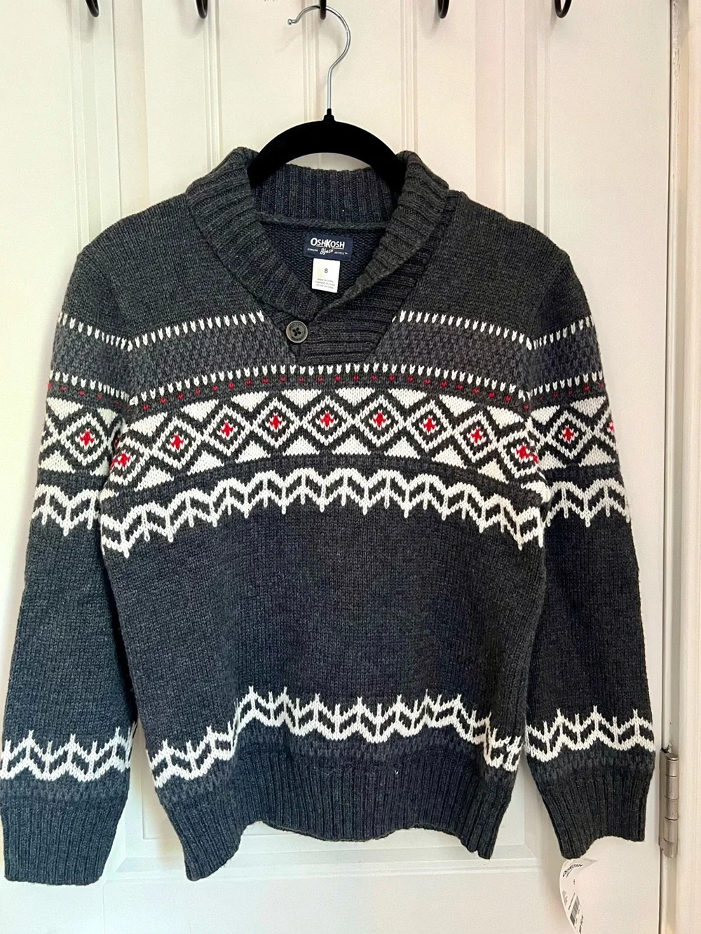 OshKosh B’gosh Boys Size 8 Fair Isle Pullover Sweater NWT